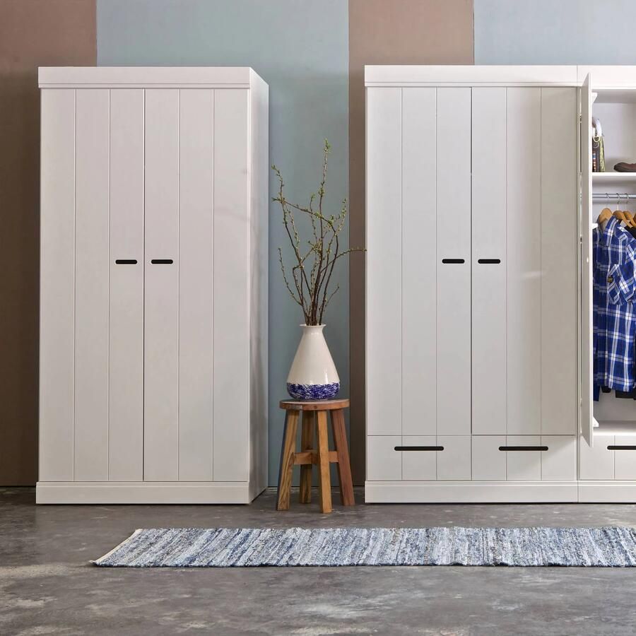 WOOOD Connect Kledingkast 2-Deurs Grenen Wit 195x94x53