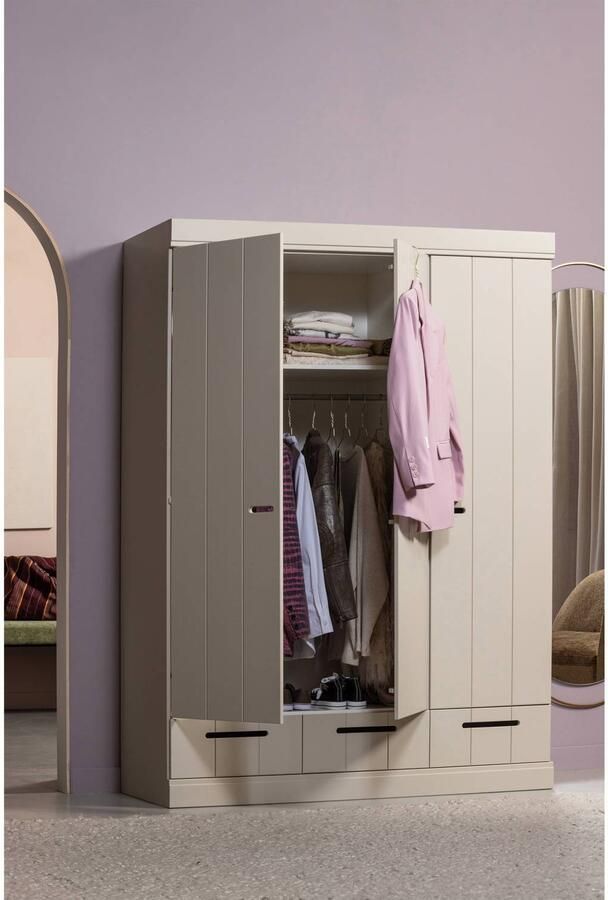 WOOOD Connect Kledingkast 3-Deurs met Lade Grenen -Dust 195x140x53 - Foto 4