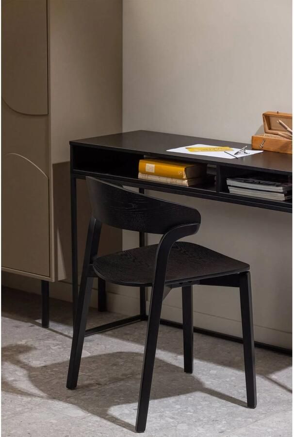 WOOOD Cras Eetkamerstoelen Hout Zwart Set van 2 - Foto 2