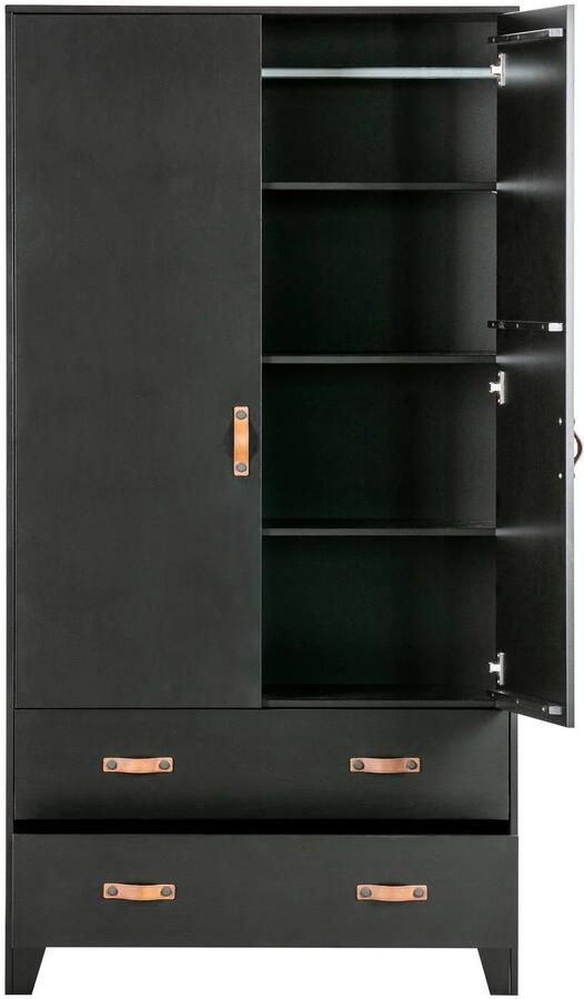 WOOOD Dian Garderobekast Grenen Zwart 180x94x40 - Foto 3