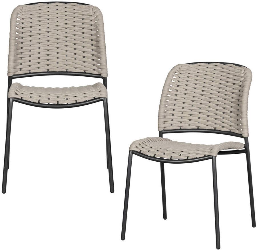 Exotan WOOOD Taku Tuinstoel Zonder Armleuning Polyester Zand -Set van 2 - Foto 3