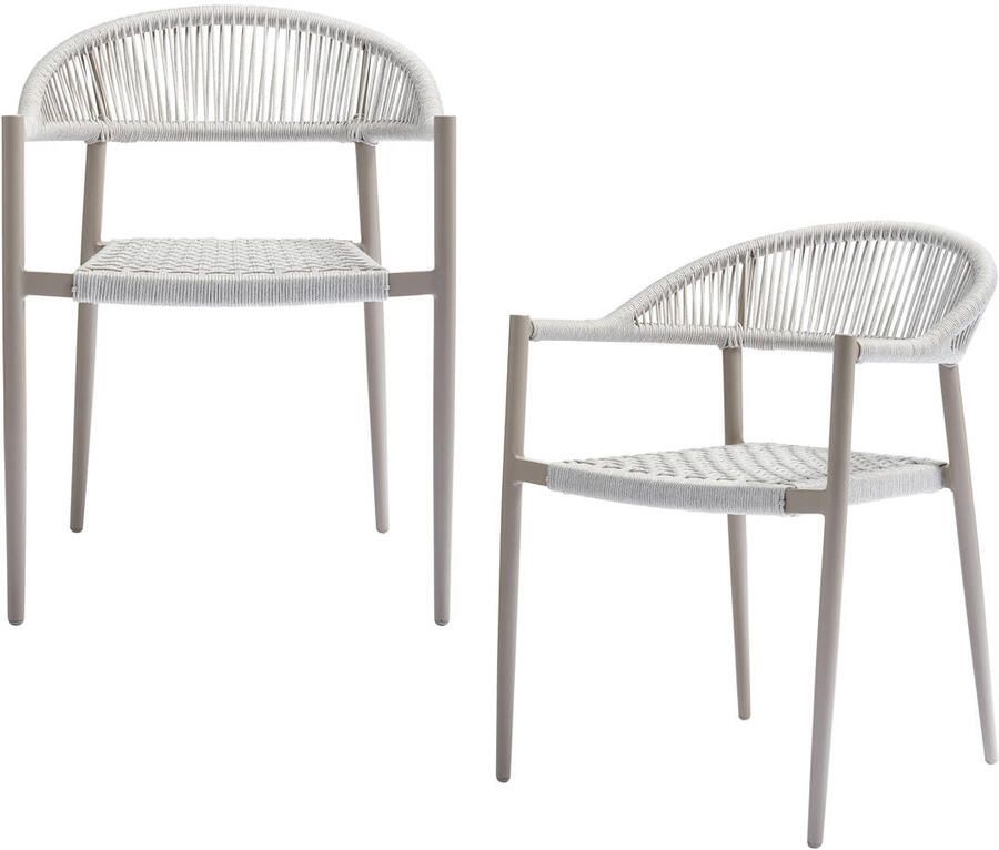 Exotan WOOOD Yellow tuinstoel Touw|Aluminium Lichtgrijs Set van 2 - Foto 3