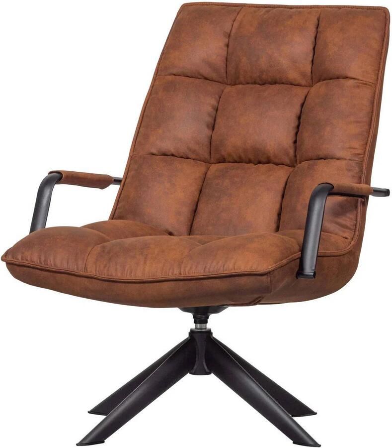 WOOOD Jouke Draaifauteuil Kunstleer Cognac Bruin 96x70x85 cm