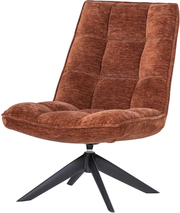 WOOOD Jouke Draaifauteuil Chenille Structuur Roestbruin 97x70x85 cm