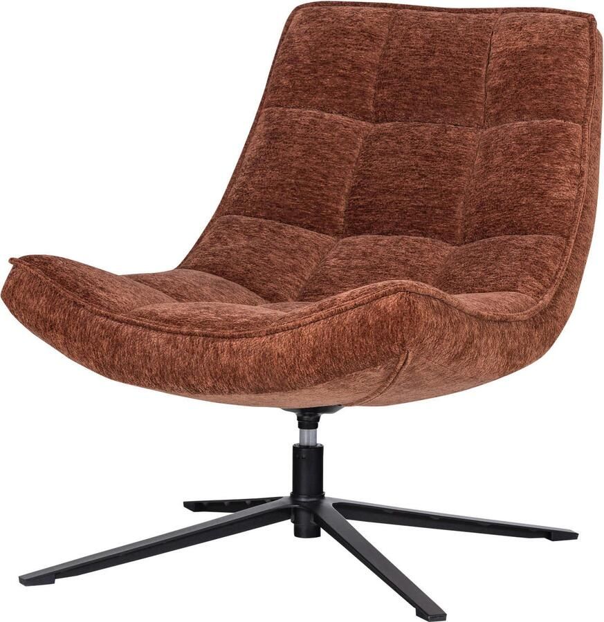 WOOOD Maudi Draaifauteuil Chenille Bruin 84x74x86 cm