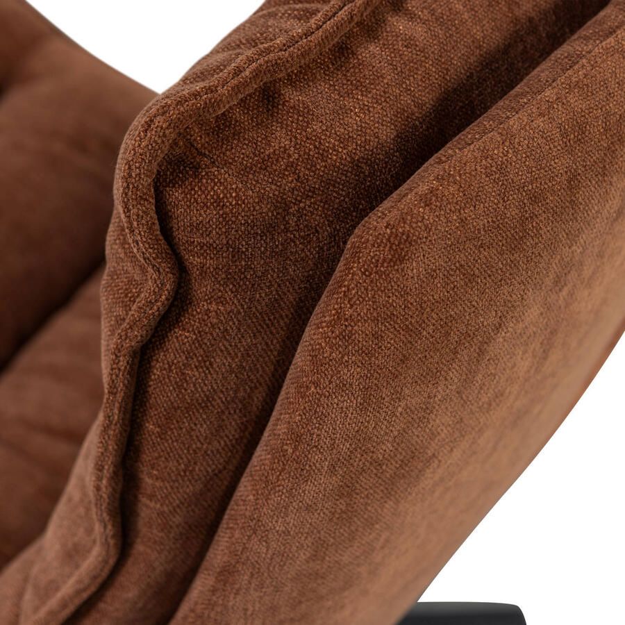 WOOOD Kube Draaifauteuil Met Hocker Chenille stof Bruin 100x74x89 cm