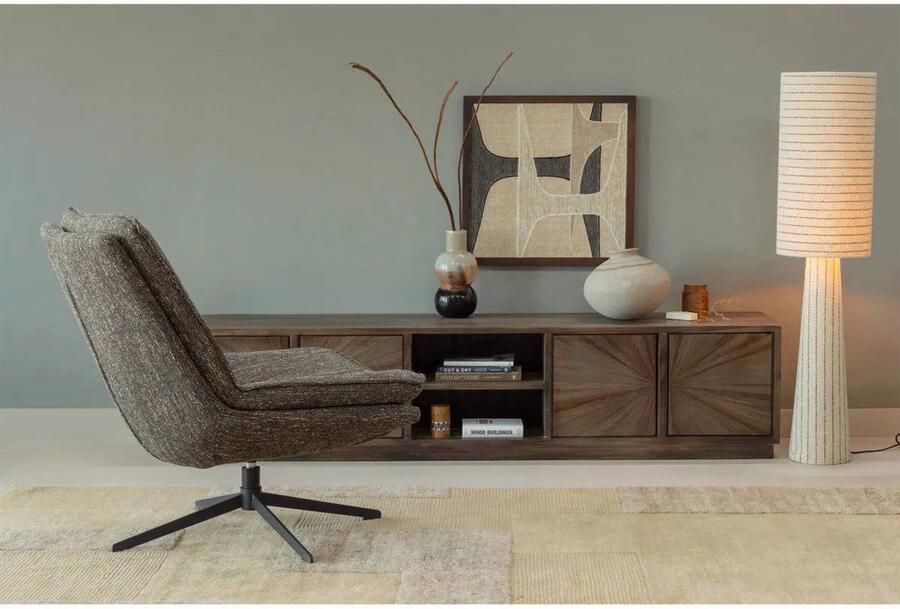 WOOOD Milaro Draaifauteuil Geweven Stof Bruin Melange 88x75x94 cm - Foto 3