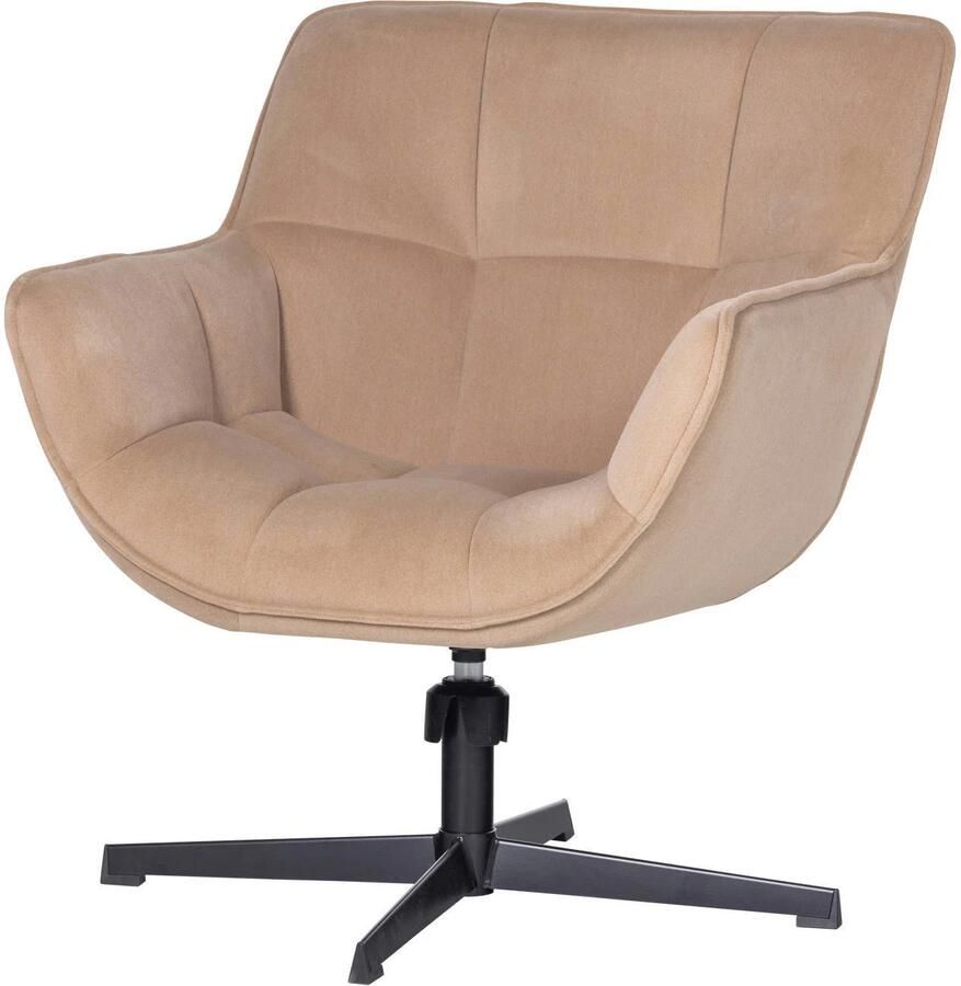 WOOOD Wibo Draaifauteuil Velvet Mat Zand 94x71x83 cm