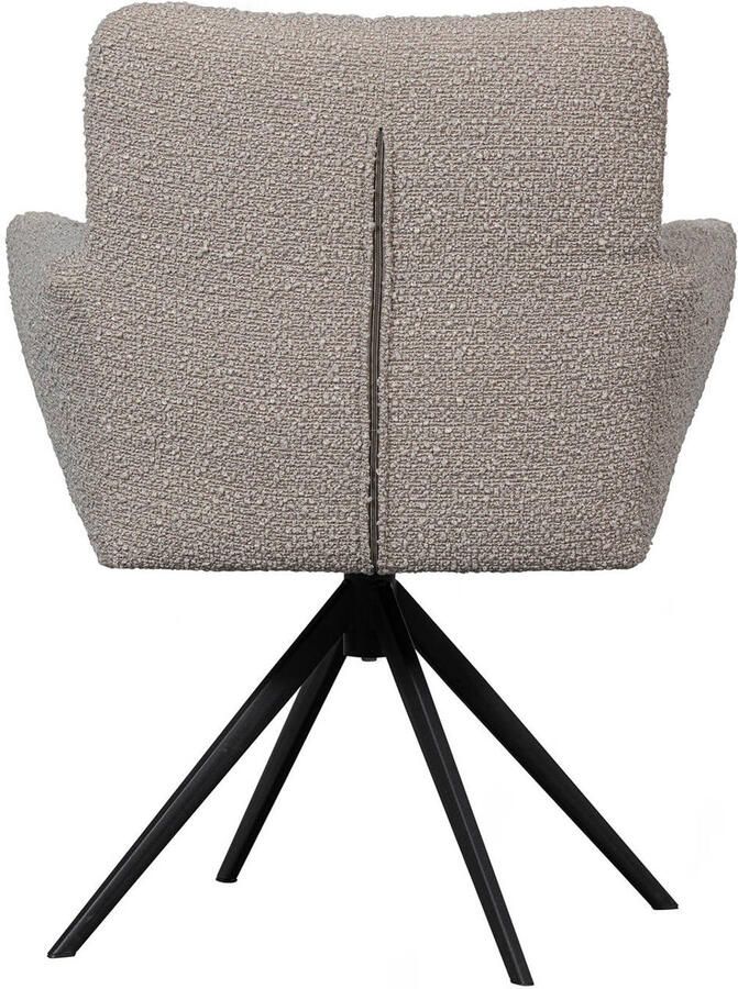 WOOOD Exclusive Draaibare Eetkamerstoel Vinny Bouclé met armleuning Zand - Foto 4