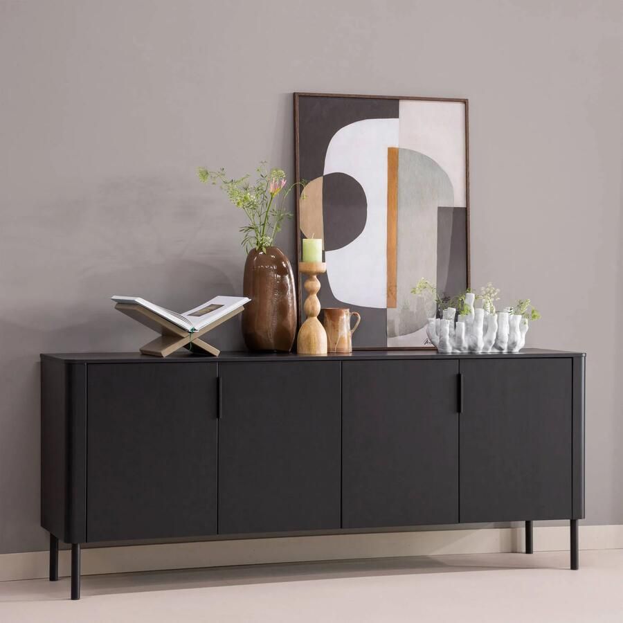 WOOOD Gunnar Dressoir 200 cm Grenen Matzwart 85x201x44 - Foto 2
