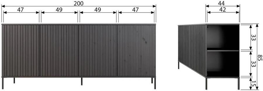 WOOOD Dressoir New Gravure Commode met grafische reliëfdeuren H 85 cm x B 200 cm - Foto 12