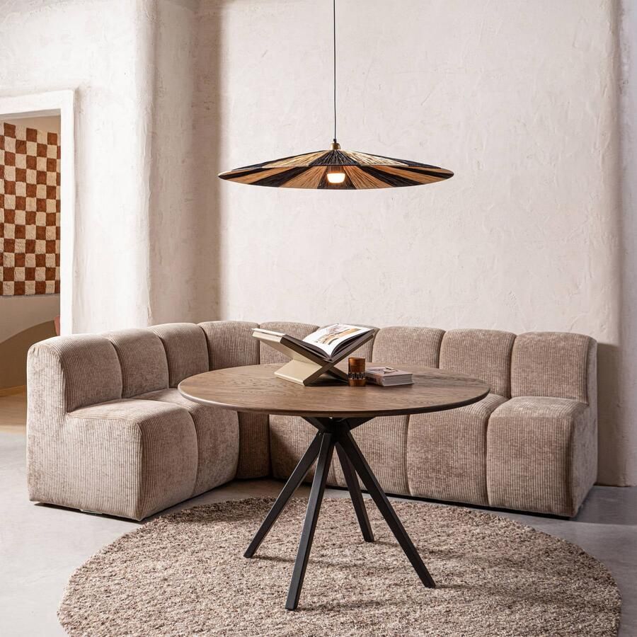 WOOOD Mojo Eetbankje Met Rugleuning Ribstof Donker Zand Beige 83x84x73 cm - Foto 3
