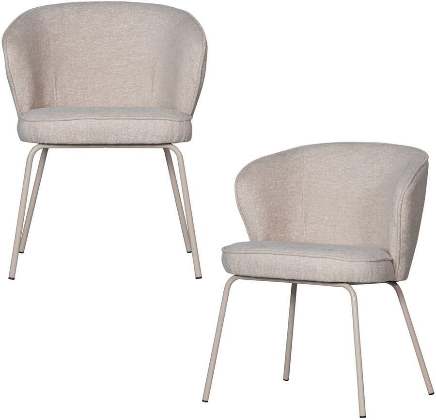 BePureHome WOOOD Admit Eetkamerstoelen Polyester Pebble Set van 2 - Foto 3
