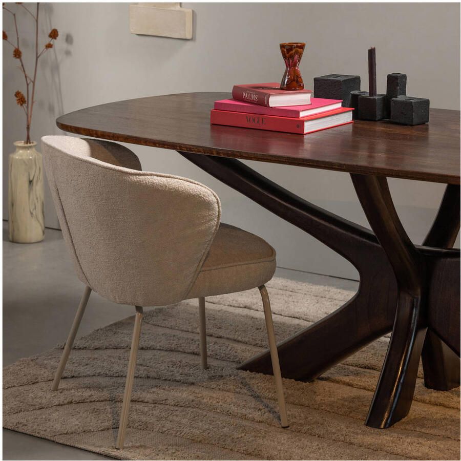 BePureHome WOOOD Admit Eetkamerstoelen Polyester Pebble Set van 2