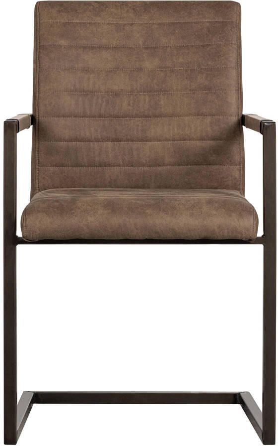 WOOOD Bas Eetkamerstoelen Leerlook Taupe Set van 2 - Foto 2