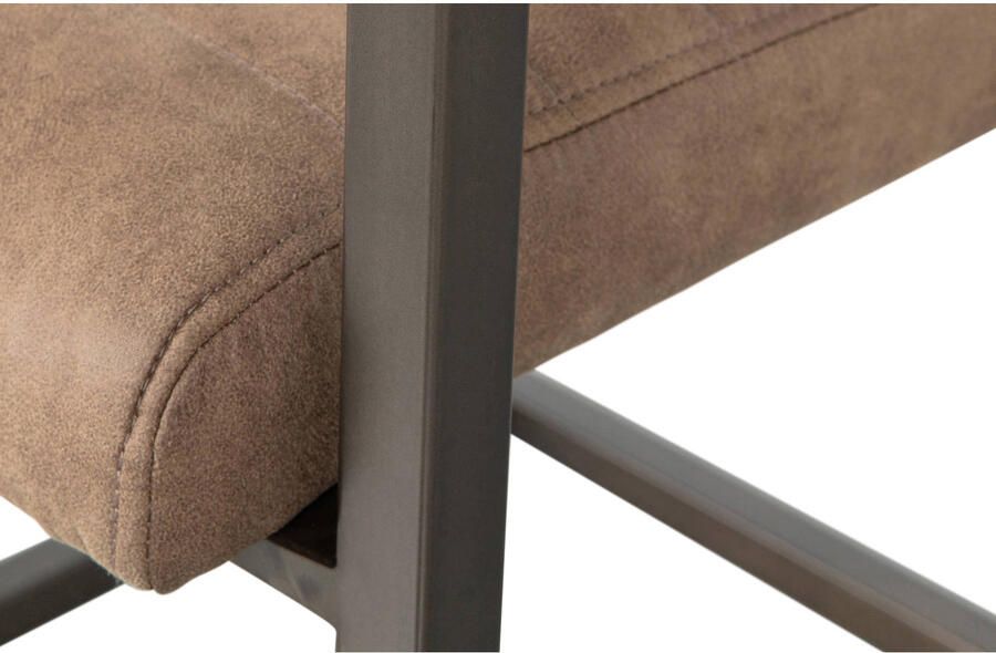 WOOOD Bas Eetkamerstoelen Leerlook Taupe Set van 2