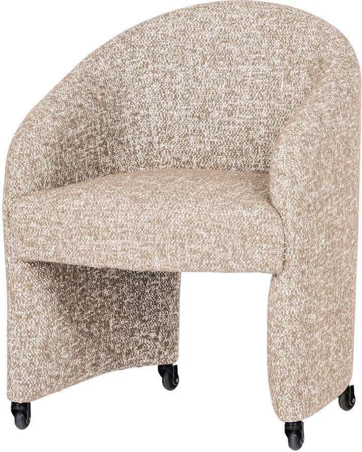WOOOD Cordo Eetkamerstoel Met Wielen Melange Naturel Beige 83x64x64 cm