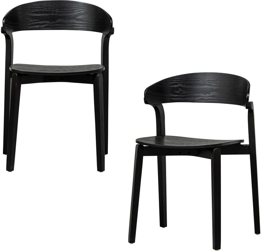 WOOOD Cras Eetkamerstoelen Hout Zwart Set van 2 - Foto 3