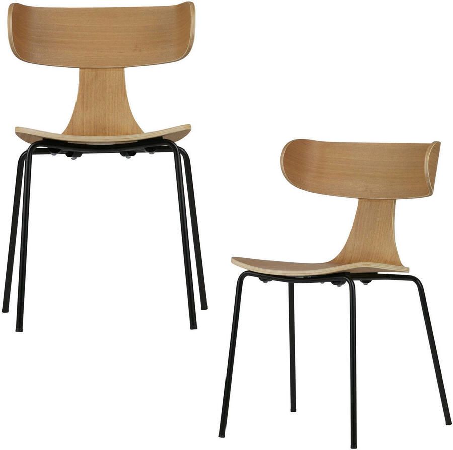 BePureHome eetkamerstoelen Form Hout Naturel Set van 2 - Foto 3