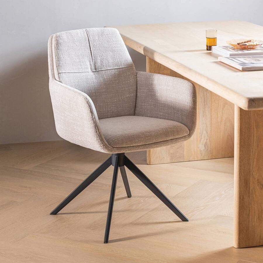 WOOOD Grant Eetkamerstoel Melange Naturel Beige 88x61x63 cm - Foto 3