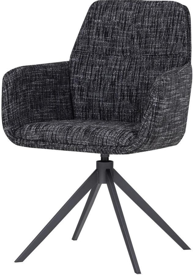 WOOOD Grant Eetkamerstoel Met Armleuning Melange Zwart 88x61x63 cm