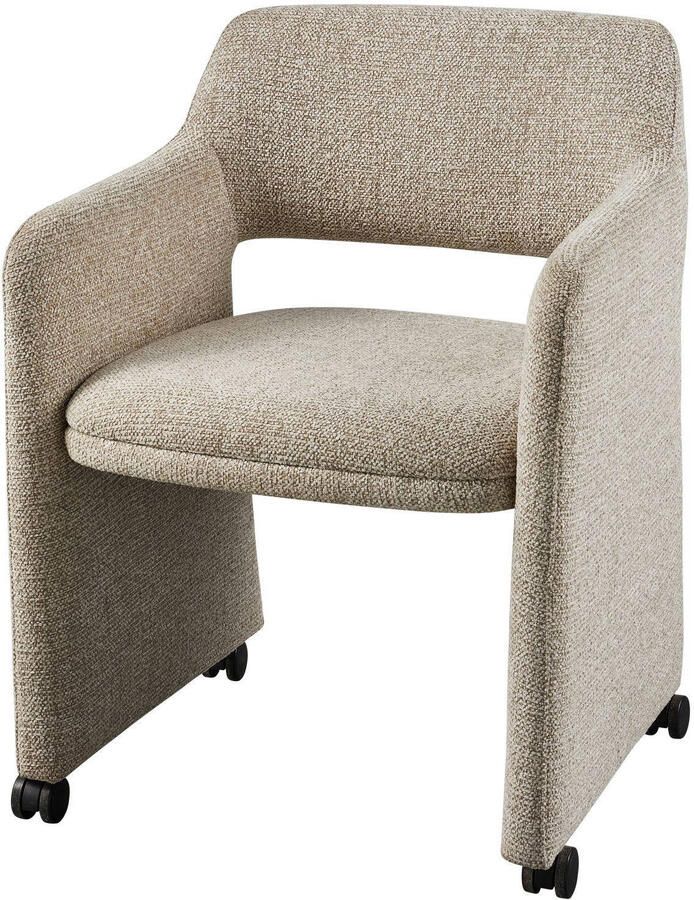 WOOOD Lyric Eetkamerstoel Met Wieltjes Polyester Greige 79x59x58 - Foto 4