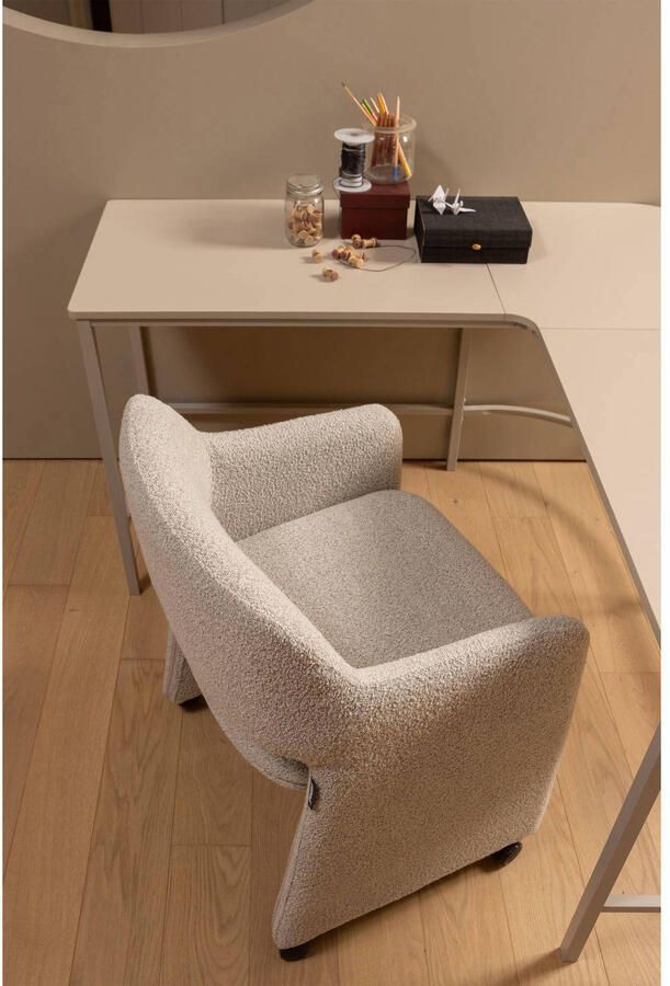 WOOOD Lyric Eetkamerstoel Met Wieltjes Polyester Greige 79x59x58 - Foto 3