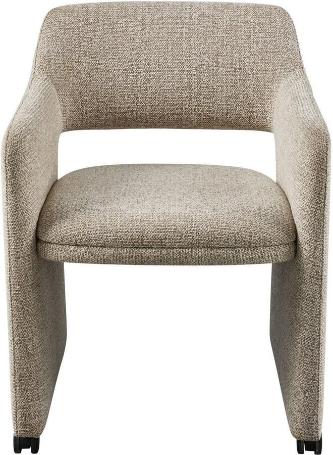 WOOOD Lyric Eetkamerstoel Met Wieltjes Melange Stof Greige Grey 79x59x58 cm - Foto 3