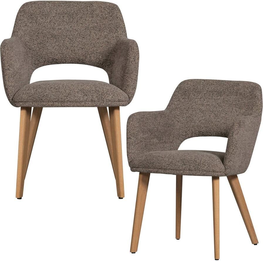 WOOOD Murat Eetkamerstoelen Houten Naturel Poot Taupe Set van 2