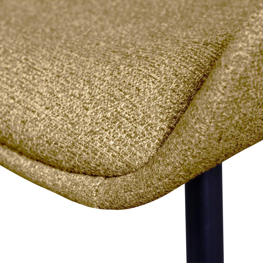 BePureHome WOOOD Parade Eetkamerstoelen Melange Stof Mosterd Set van 2