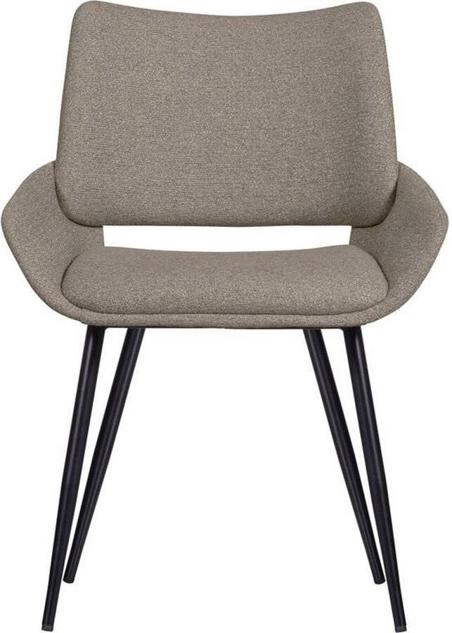 BePureHome WOOOD Parade Eetkamerstoelen Melange Stof Zand Set van 2 - Foto 2