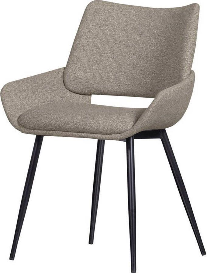 BePureHome WOOOD Parade Eetkamerstoelen Melange Stof Zand Set van 2