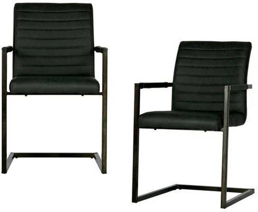 WOOOD Bas Eetkamerstoelen Pu Antraciet Set van 2 - Foto 2