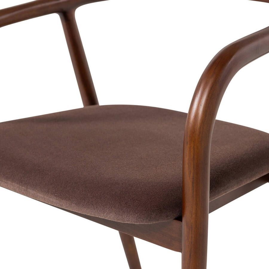 WOOOD Bran Eetkamerstoel Beukenhout Frame Velvet Bruin Set van 2 - Foto 2