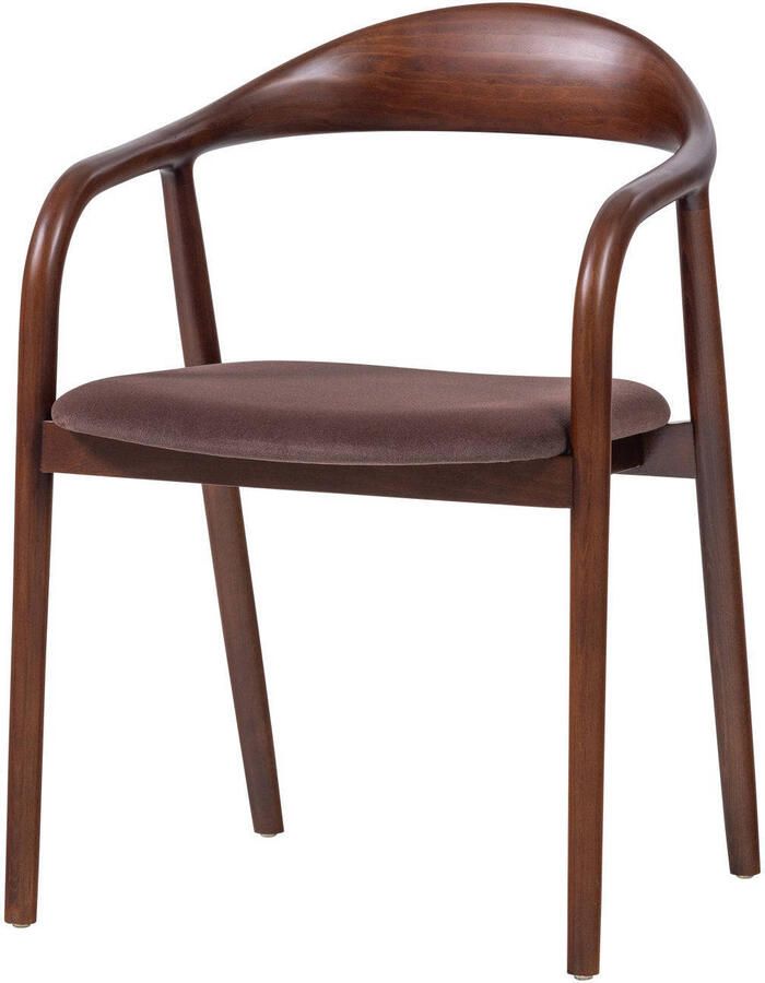 WOOOD Bran Eetkamerstoel Beukenhout Frame Velvet Bruin Set van 2 - Foto 4