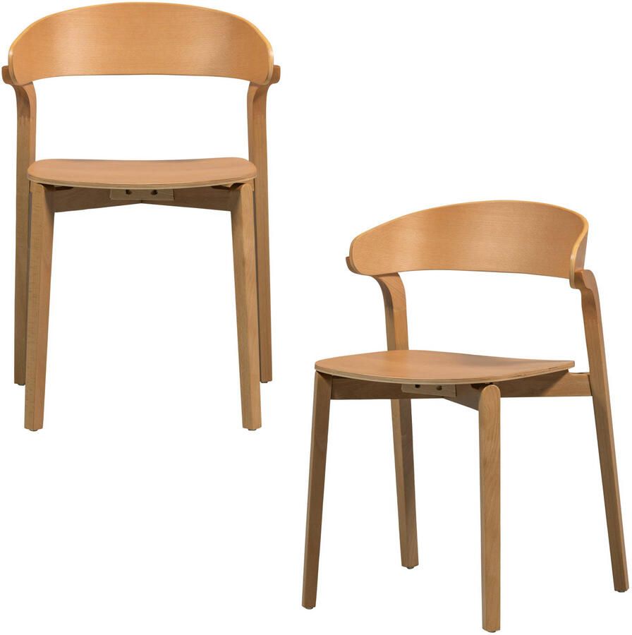 Woood Cras Eetkamerstoelen Naturel Set van 2 - Foto 3