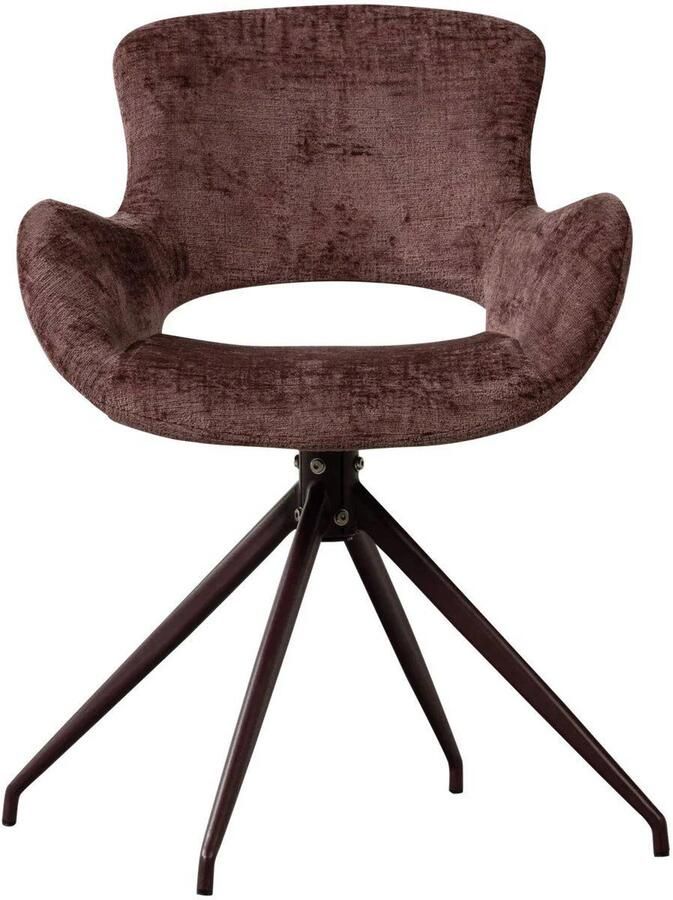 WOOOD Eliva Eetkamerstoel Structure Velvet Stof Paars Set van 2 - Foto 3