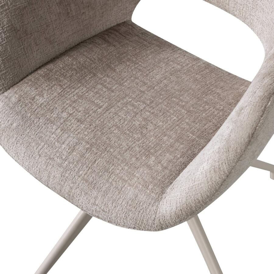 WOOOD Eliva Eetkamerstoel Structure Velvet Stof Zand Set van 2 - Foto 2