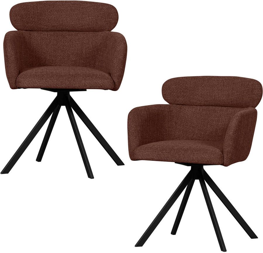 WOOOD Fenne Draaibare Eetkamerstoelen Polyester Chestnut-Set van 2