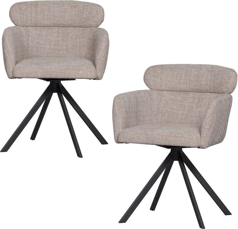 WOOOD Fenne Draaibare Eetkamerstoelen Polyester Naturel -Set van 2 - Foto 3