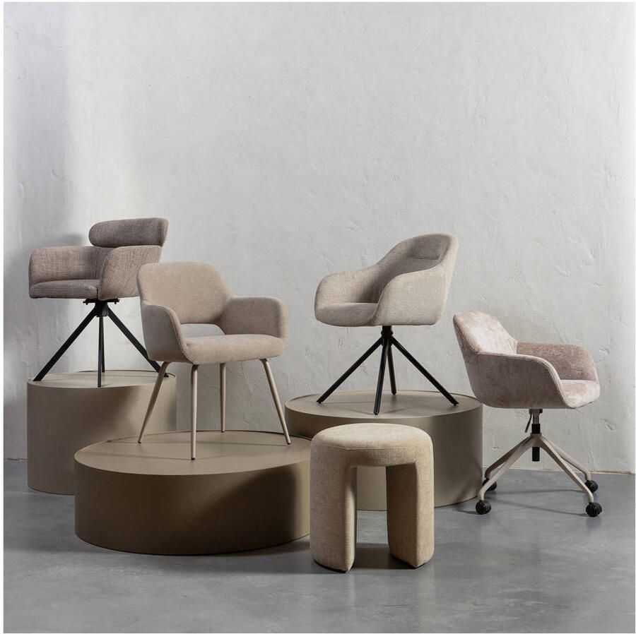 WOOOD Fenne Draaibare Eetkamerstoelen Polyester Naturel -Set van 2 - Foto 2