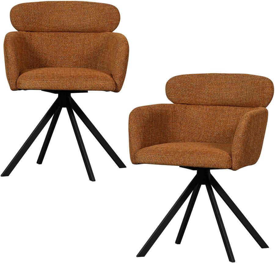 Woood Fenne Draaibare Eetkamerstoelen Polyester Ginger Set van 2 - Foto 3