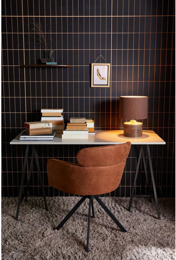 Woood Fenne Draaibare Eetkamerstoelen Leerlook Cognac Set van 2 - Foto 2