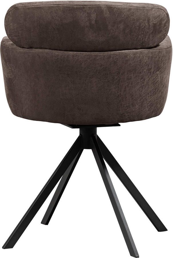 WOOOD Fenne Draaibare Eetkamerstoelen -Leerlook- Zwart Grijs-Set van 2 - Foto 2