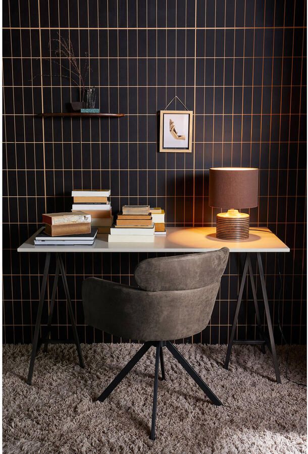 WOOOD Fenne Draaibare Eetkamerstoelen -Leerlook- Zwart Grijs-Set van 2