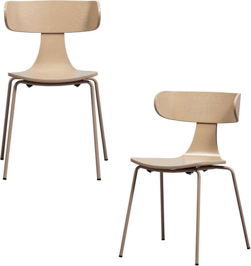 WOOOD Form Eetkamerstoelen Hout Metaal Zand Set van 2 - Foto 3