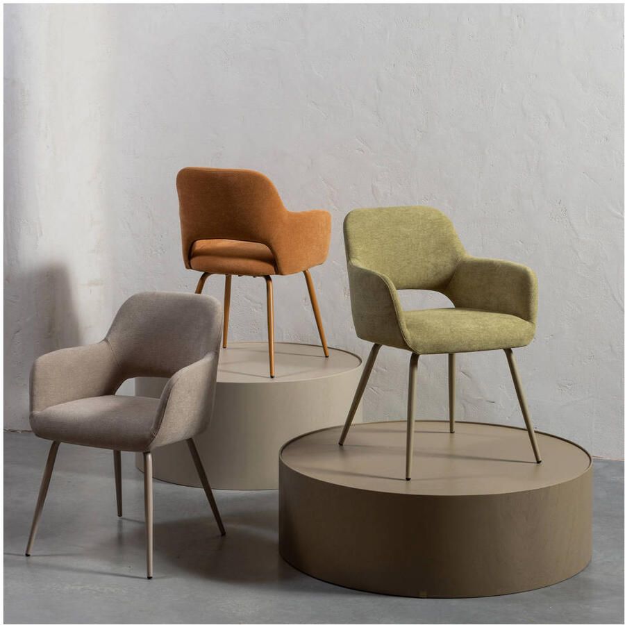 WOOOD Jenny Eetkamerstoelen Polyester Sage Set van 2 - Foto 2