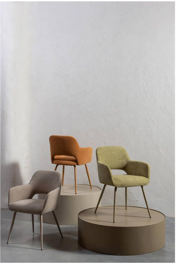 WOOOD Jenny Eetkamerstoelen Polyester Naturel Set van 2 - Foto 3
