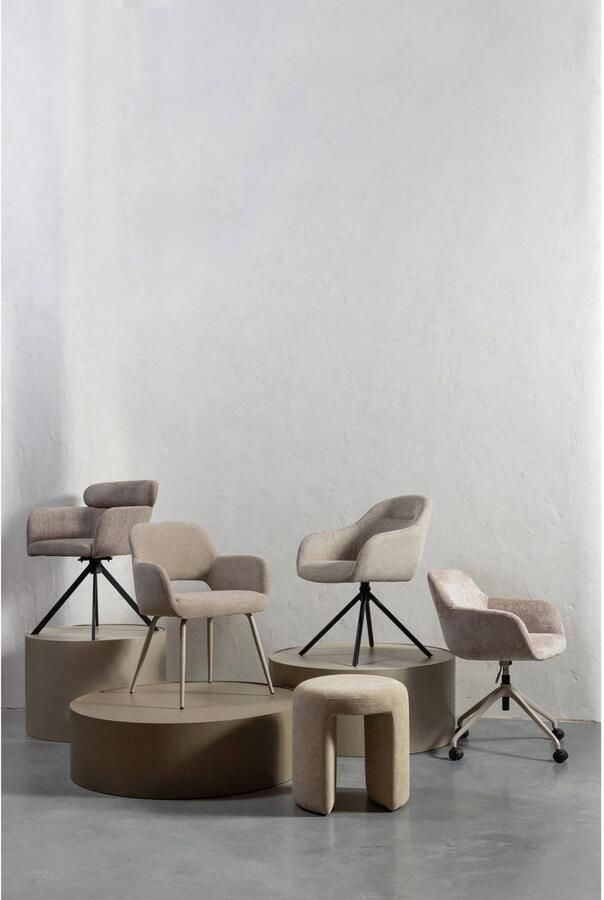 WOOOD Jenny Eetkamerstoelen Polyester Naturel Set van 2 - Foto 2