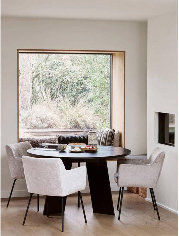 BASICLABEL WOOOD eetkamerstoelen Kam Polyester Off White Set van 2 - Foto 2